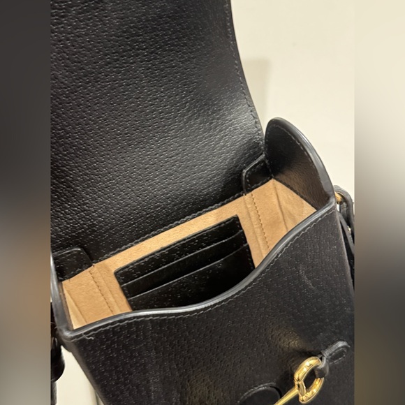 GUCCI BLACK LEATHER HORSEBIT 1955 MINI SHOULDER BAG - Picture 14 of 17